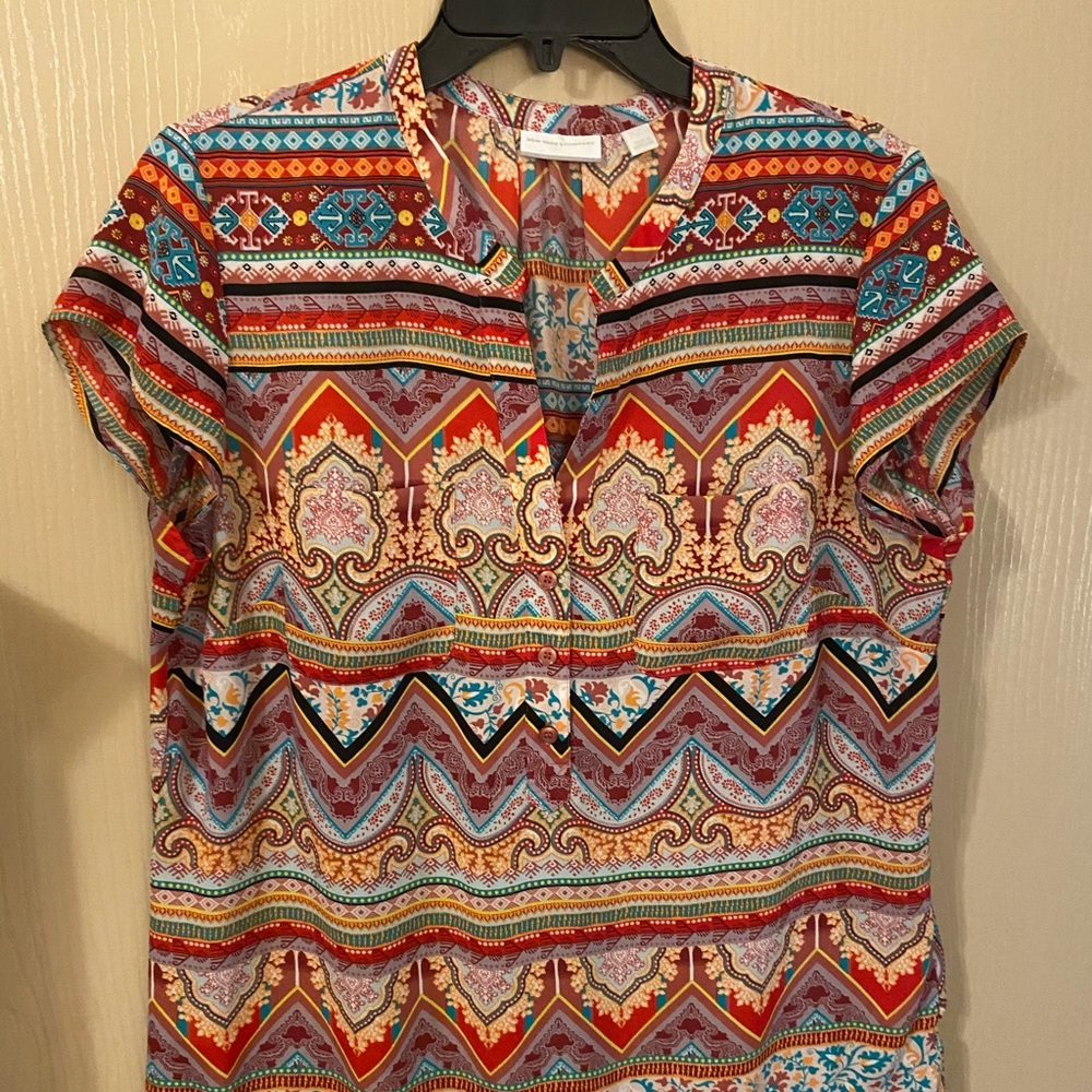 Colorful Mandarin collar shirt